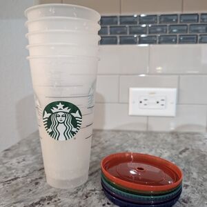 Starbucks Frosted Cups with Colorful Lids